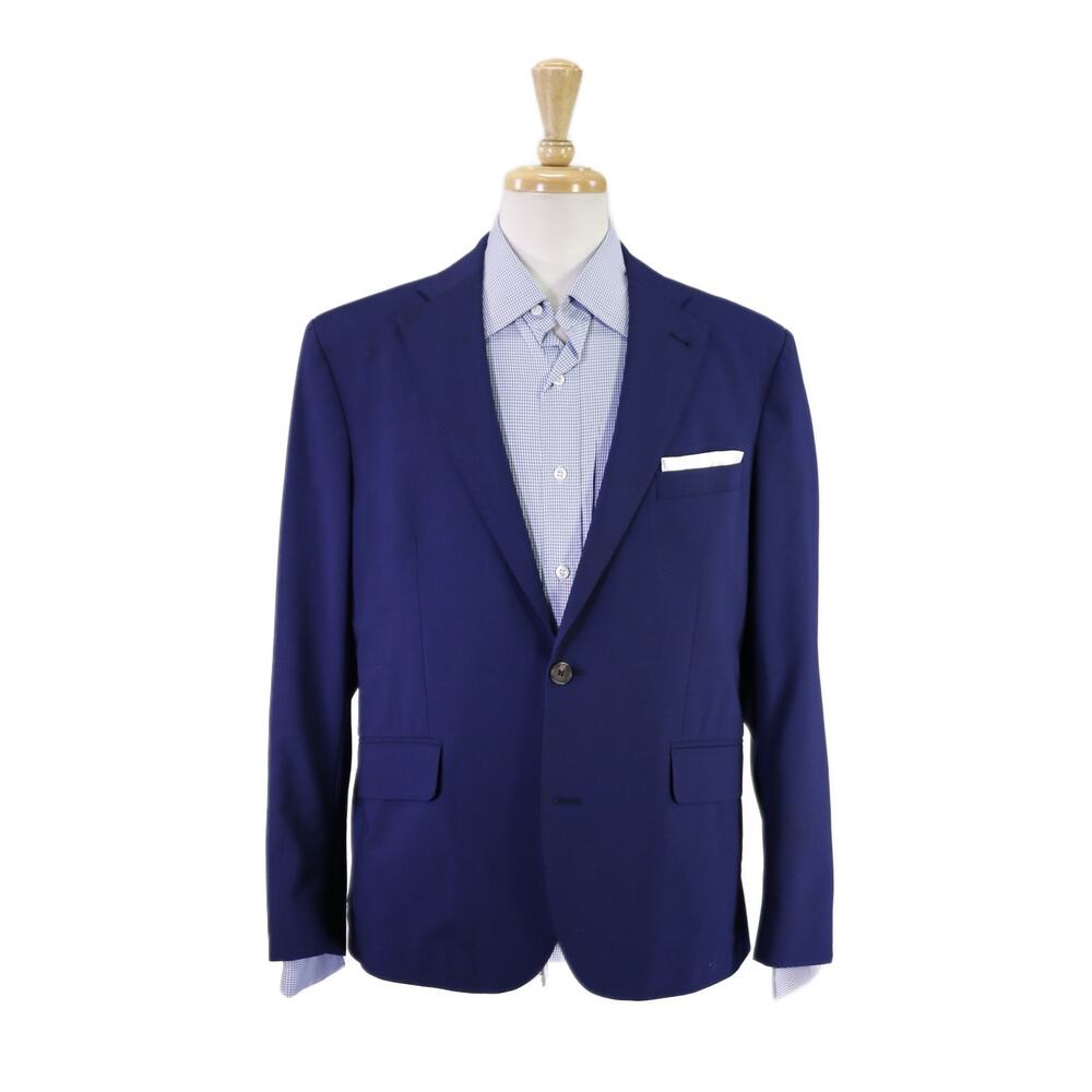 Strong Suit Royal Blue Slim Fit 2-Btn Wool Stretch Blazer Jacket 42S